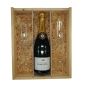 Champagne Lamotte fles in houten kist met 2 glazen